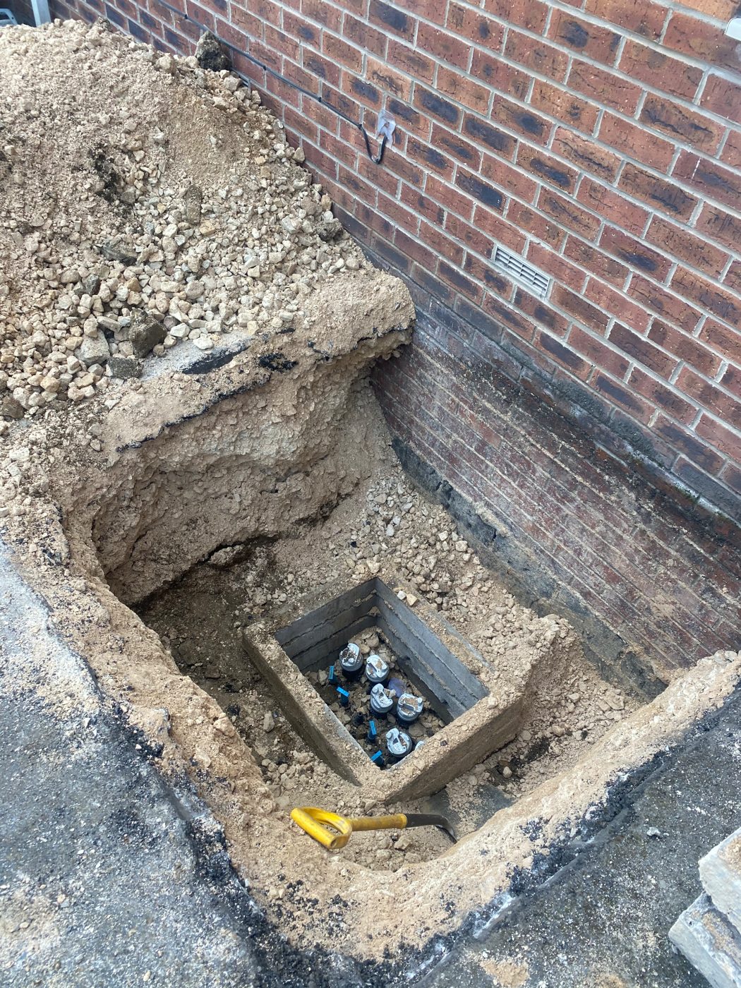 Service chamber and pipework on site